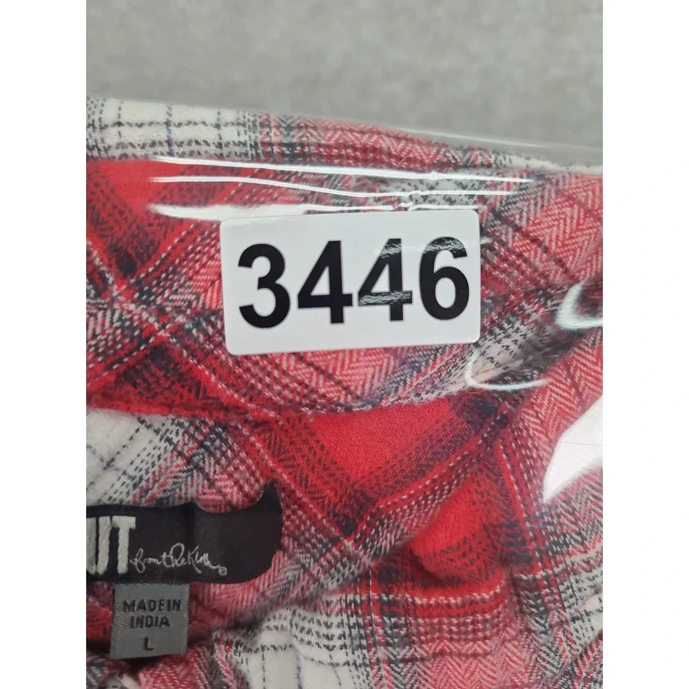 KUT from the Kloth Womens Flannel Shirt Plaid Button Down Long Sleeve‎ Red Plaid